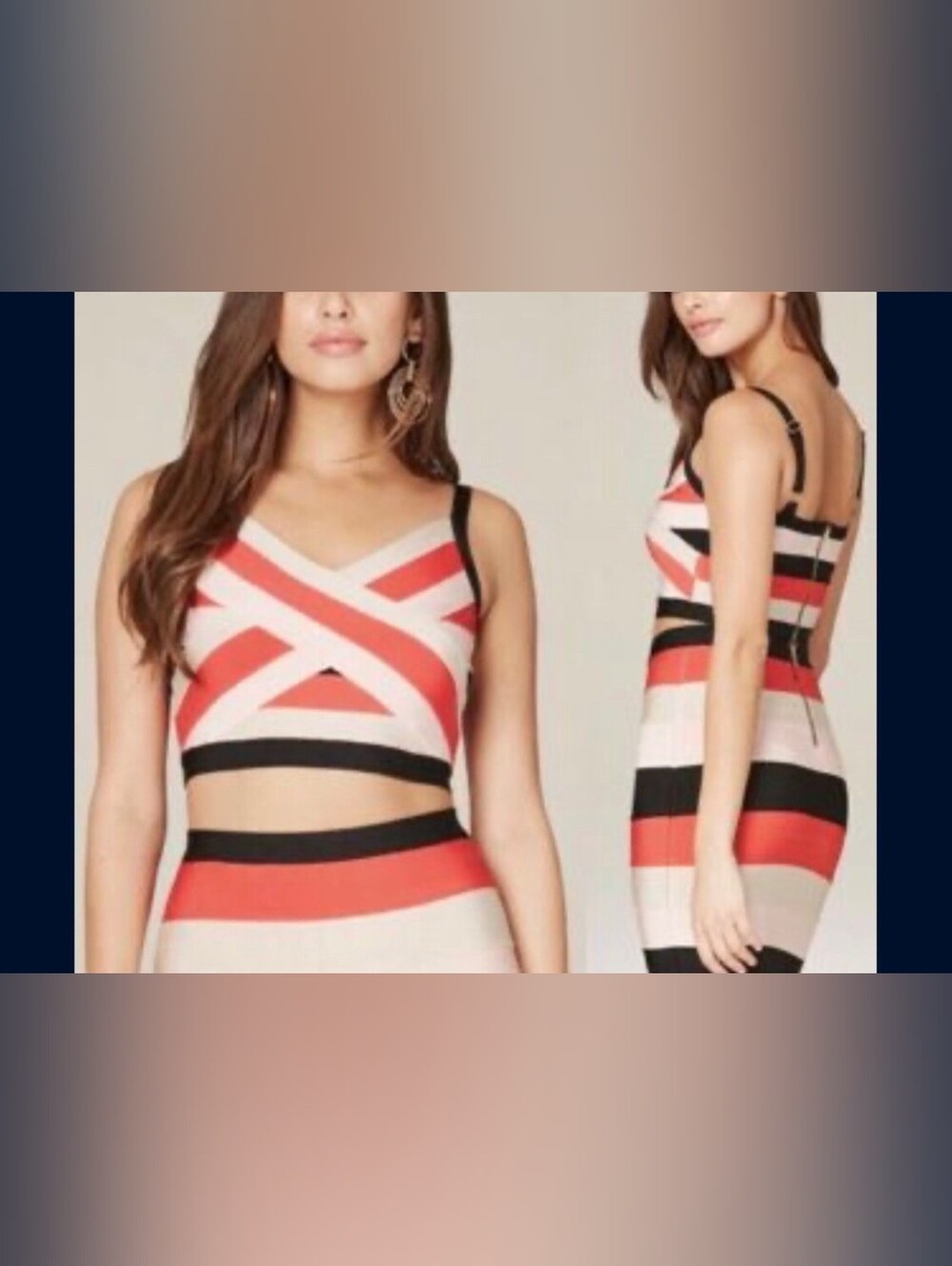 New Bebe Cynthia Colorblock Crop Top XS
